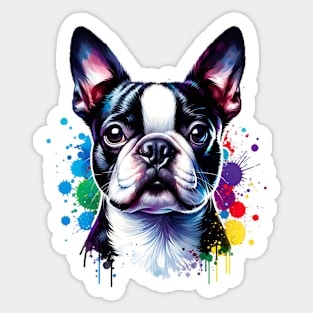 Watercolor Boston Terrier Sticker